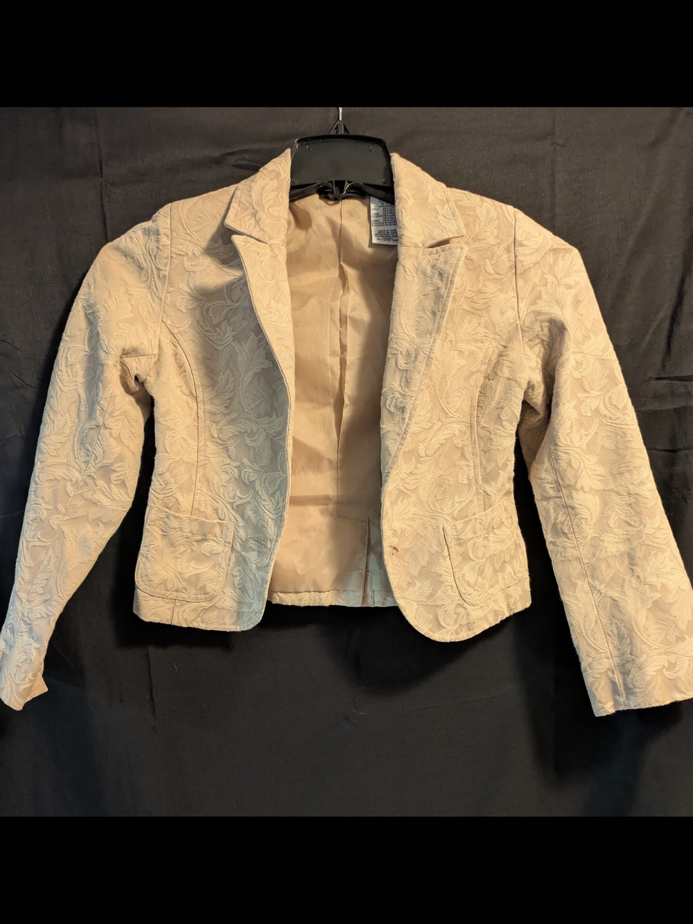 Vintage Y2K Mary-Kate and Ashley Brocade Blazer Jacket Girls L 10/12 Vallejo Tan